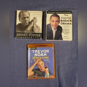 Lot of 3 Contemporary Biographies Audiobook CDs Obama/Trevor Noah/Poitier